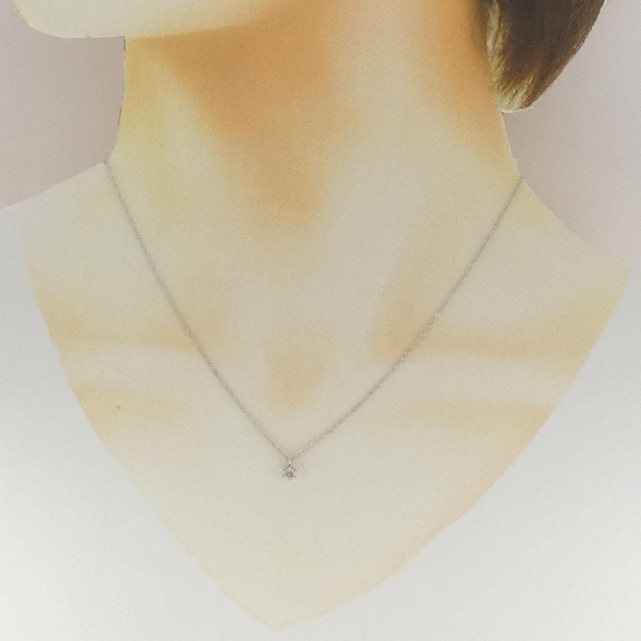 K18WG ソリティア ダイヤモンド ネックレス 0.1CT