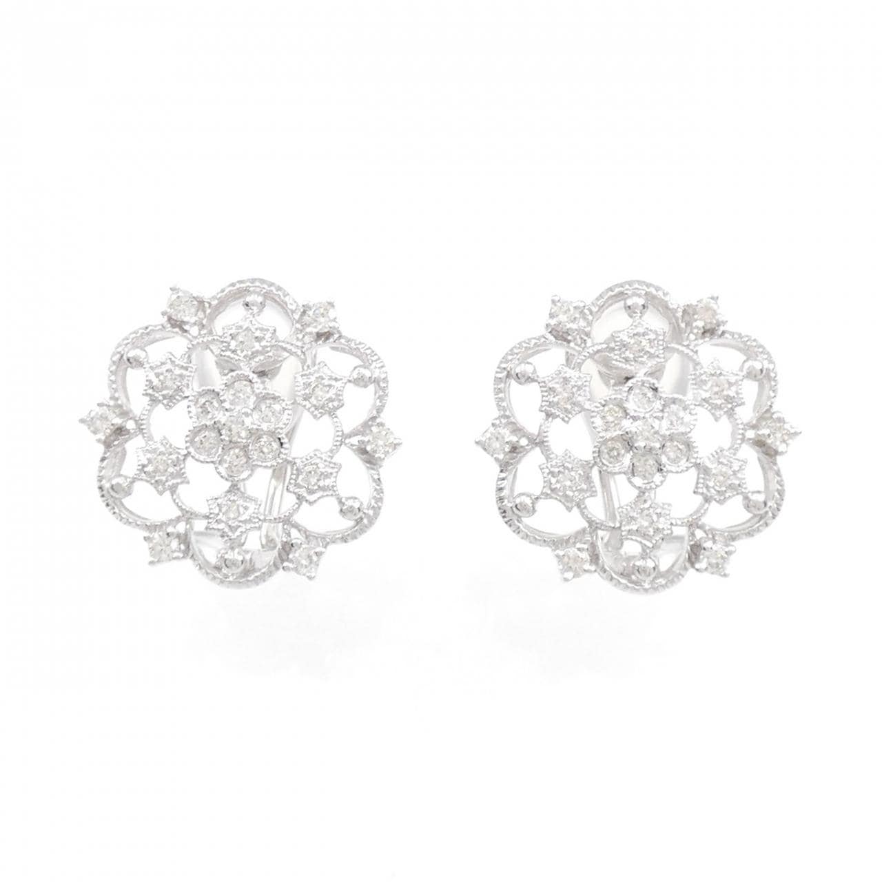 K18WG フラワー ダイヤモンド ピアス/イヤリング 0.55CT