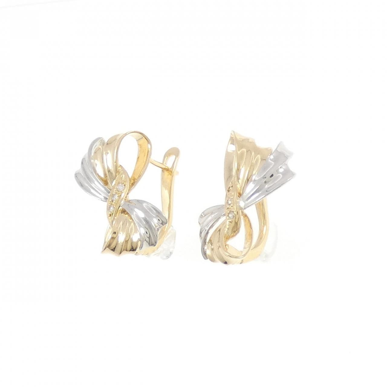 K18YG/PT900 ダイヤモンド ピアス 0.04CT