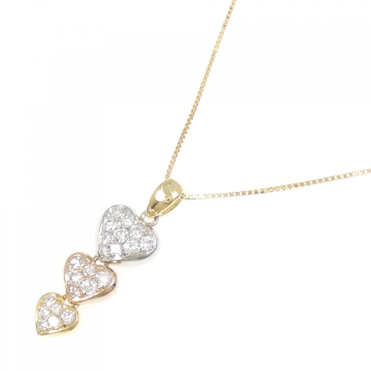 K18YG/PT900/K18PG Heart Diamond Necklace 0.47CT