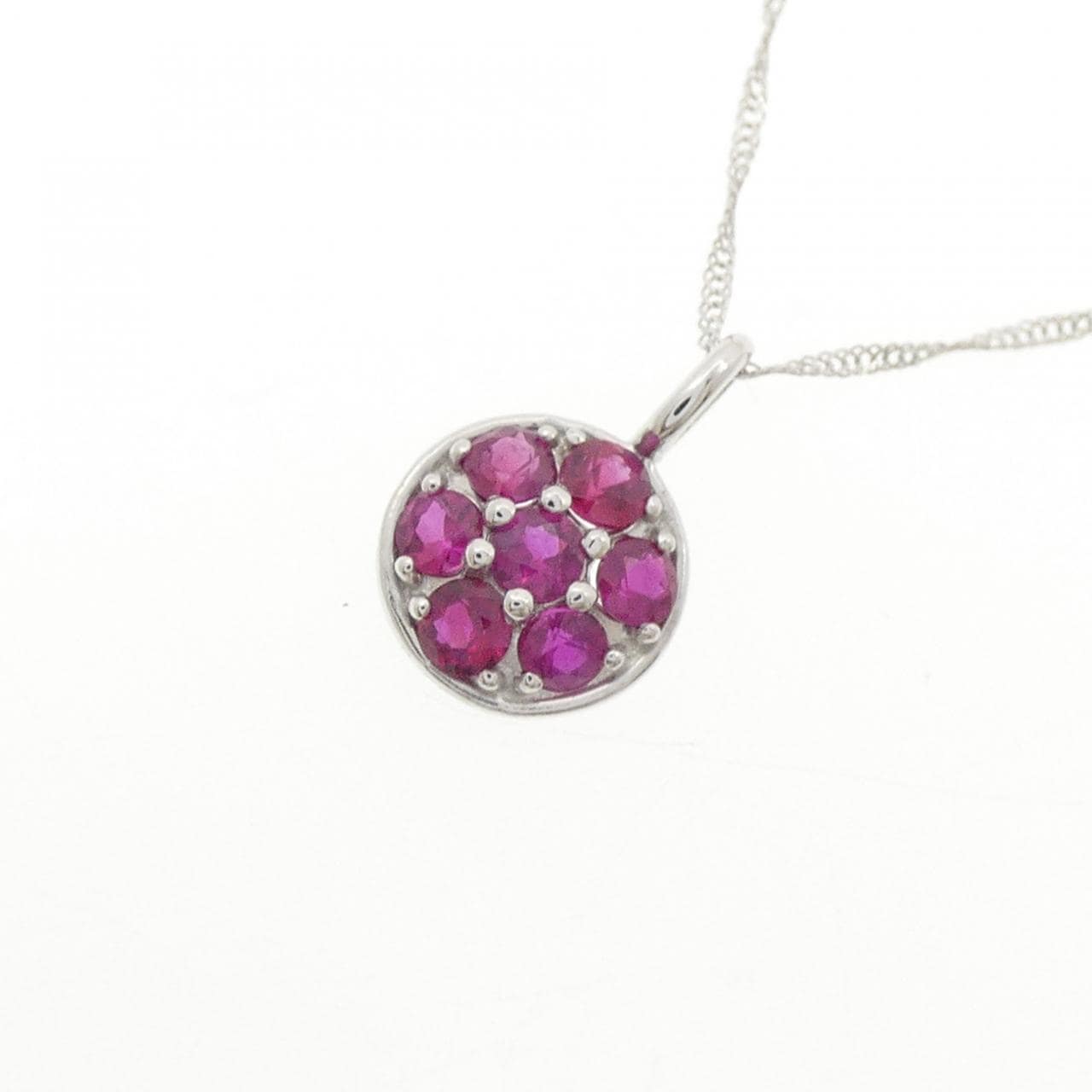 K18WG ルビー ネックレス 0.35CT