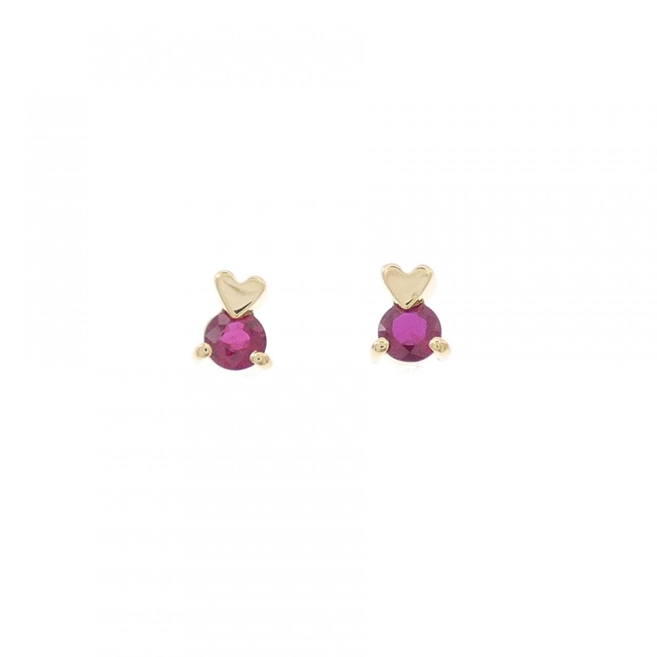 K18YG ハート ルビー ピアス 0.48CT