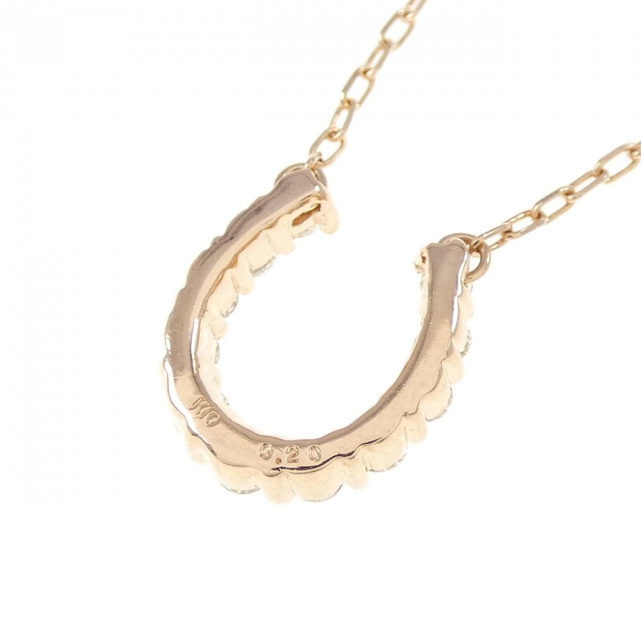 K10PG ホースシュー ダイヤモンド ネックレス 0.20CT