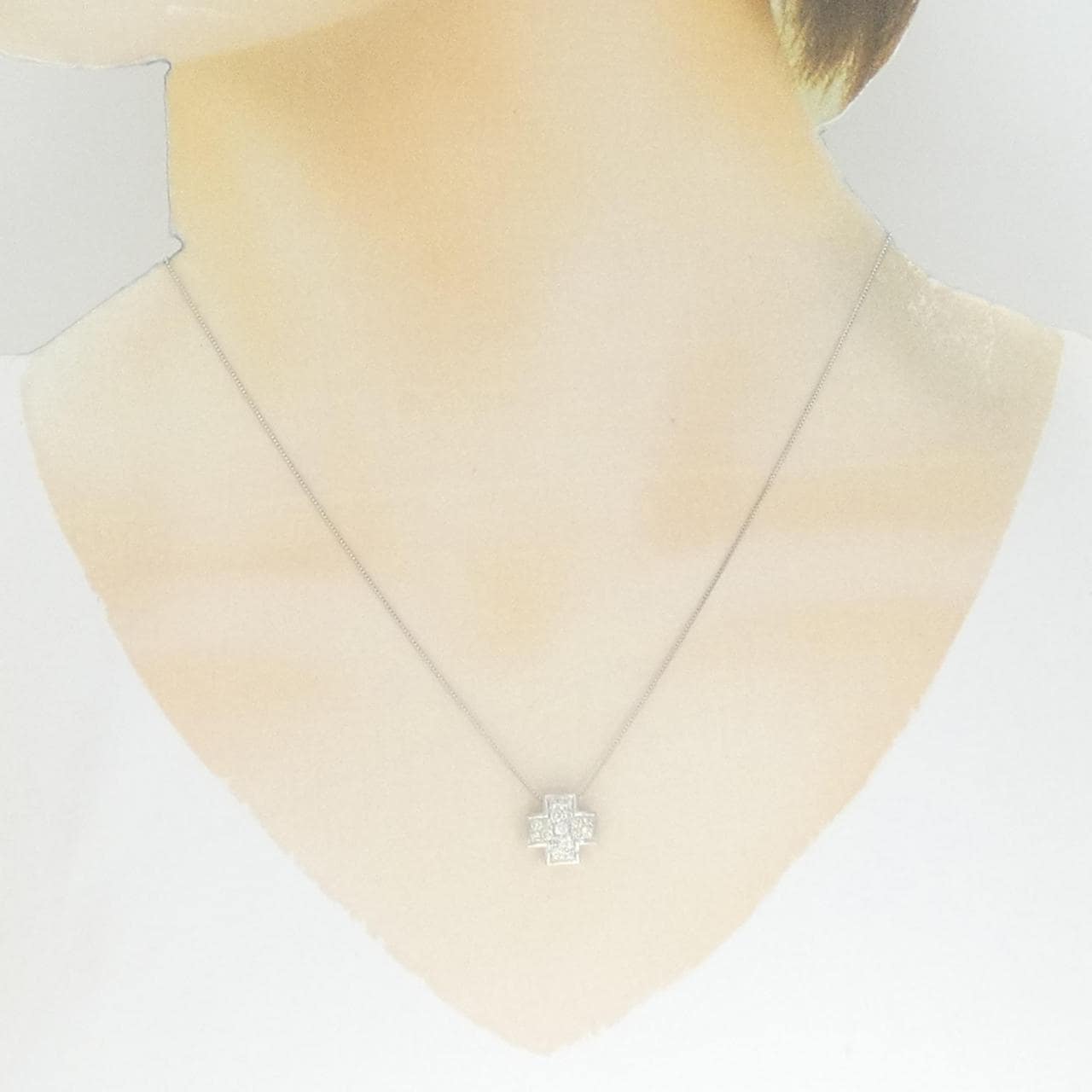 K18WG クロス ダイヤモンド ネックレス 0.30CT