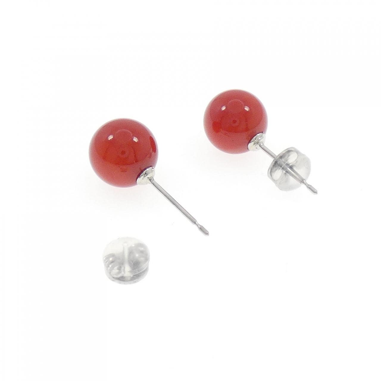 PT900 サンゴ ピアス 9mm