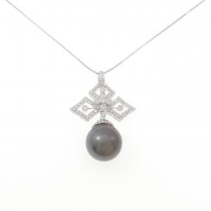 K18WG 黒蝶パール ネックレス 14.8mm