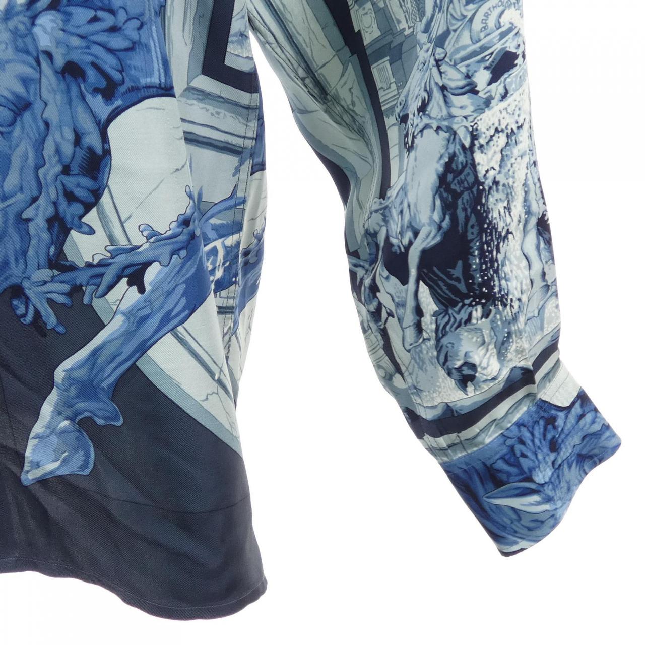 【ヴィンテージ】エルメス HERMES LA FONTAINE DE BARTHOLDI ツイルレーヌ シャツ