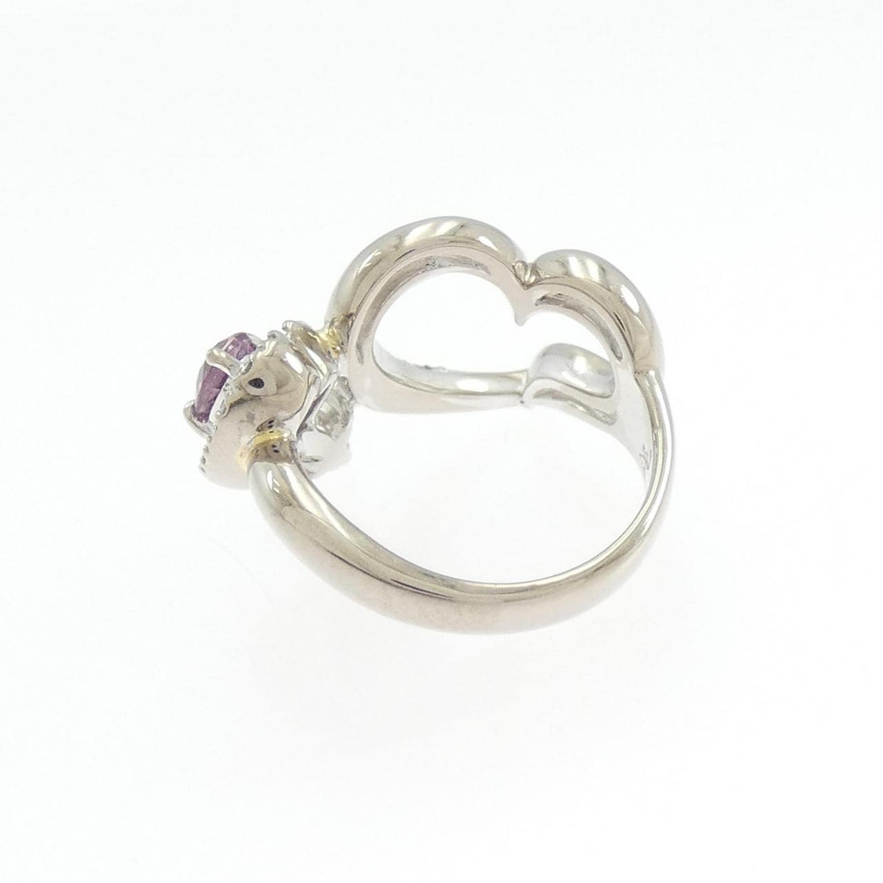 K18WG ハート サファイヤ ピンキーリング 0.28CT
