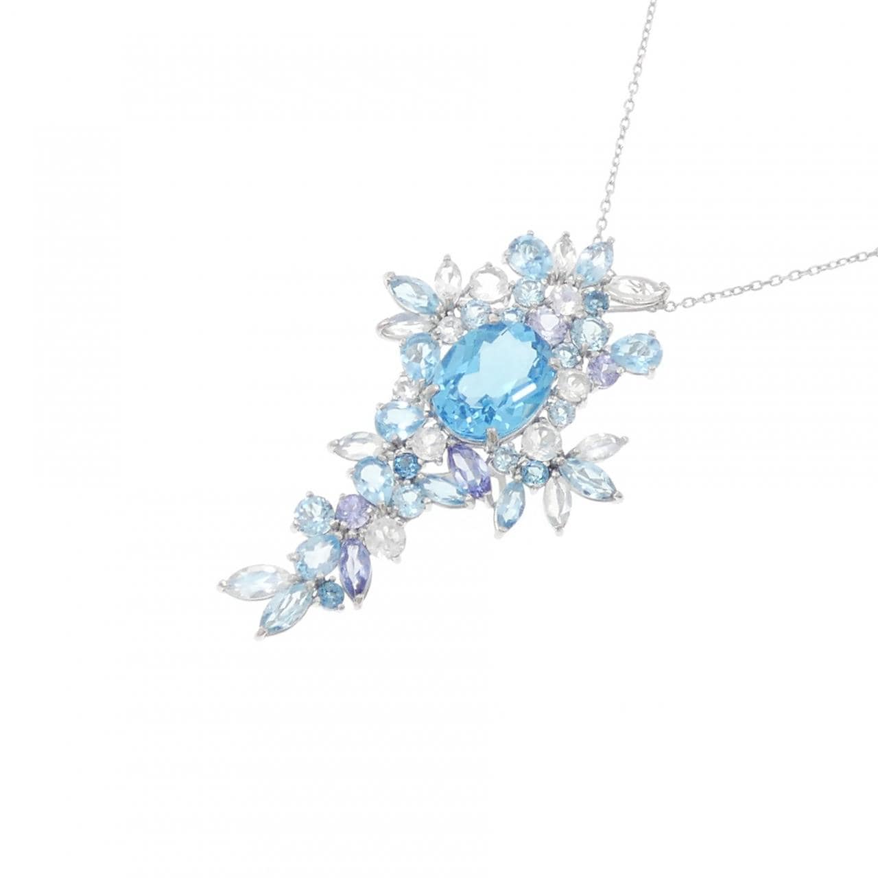 K18WG ブルートパーズ ネックレス 3.10CT