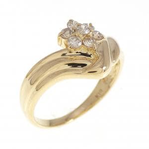 K18YG フラワー ダイヤモンド リング 0.23CT