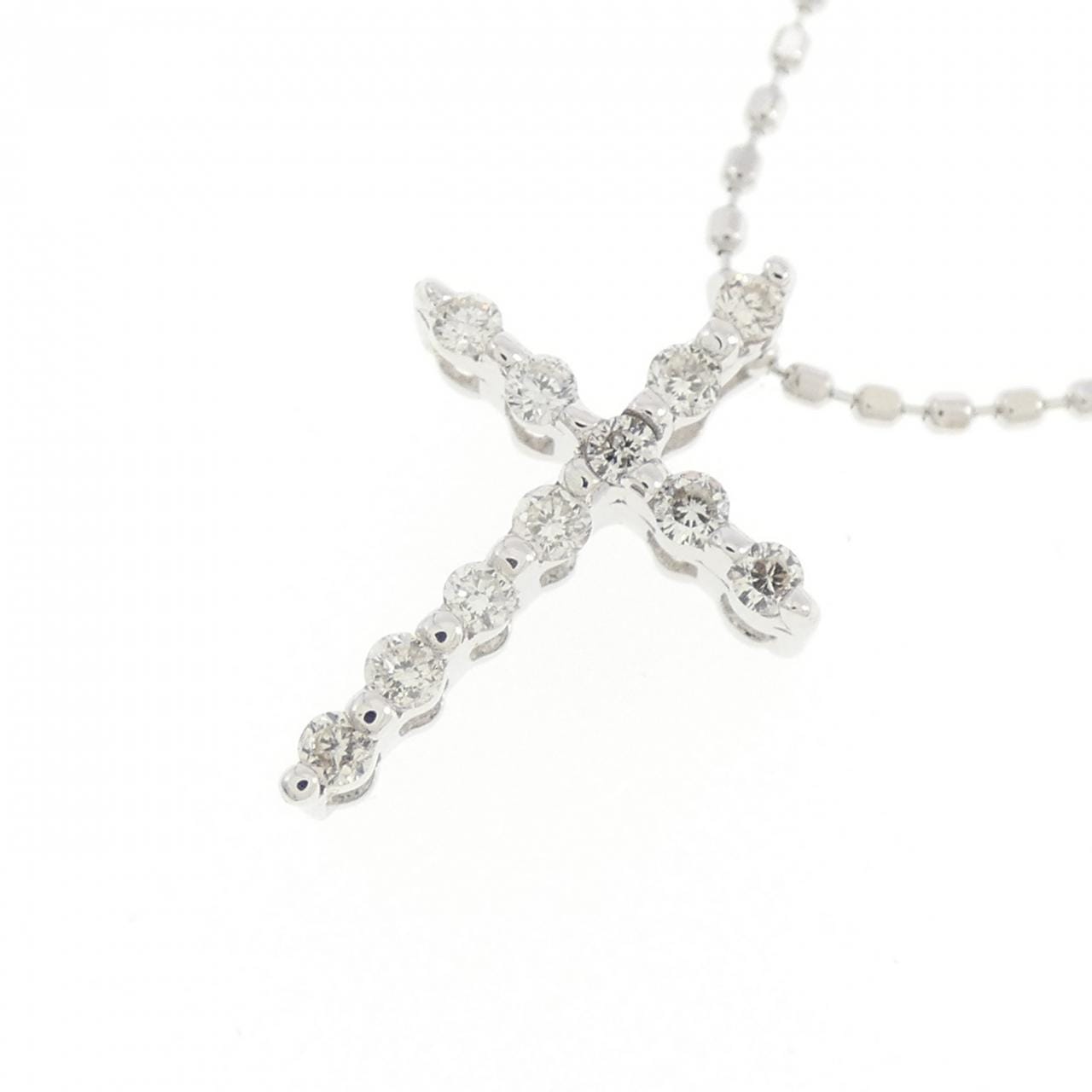 K18WG クロス ダイヤモンド ネックレス 0.1CT
