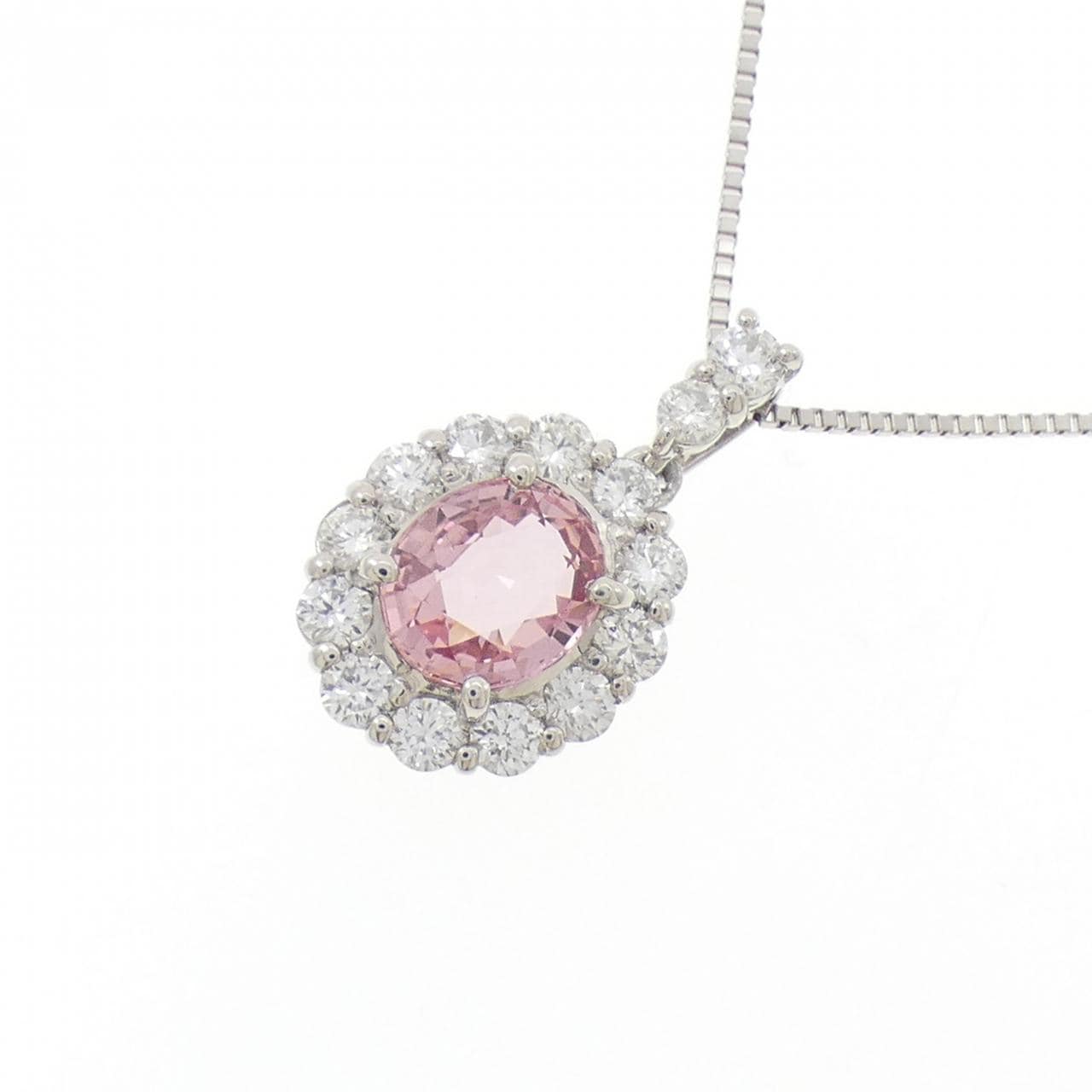PT900/PT850 パパラチアサファイヤ ネックレス 1.115CT