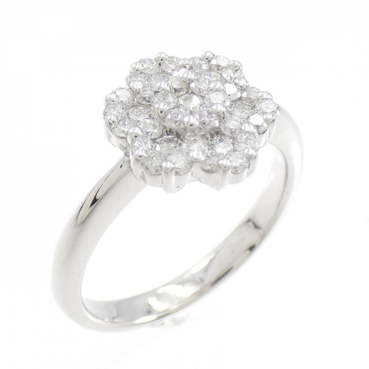 K18WG フラワー ダイヤモンド リング 0.50CT