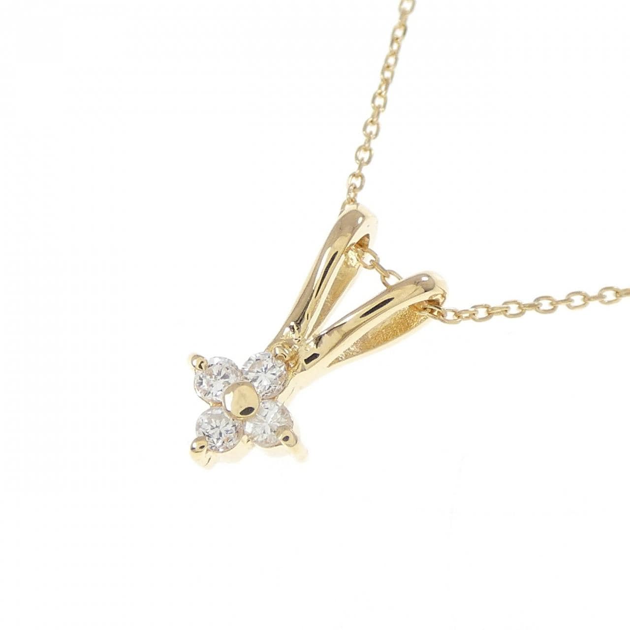 K18YG フラワー ダイヤモンド ネックレス