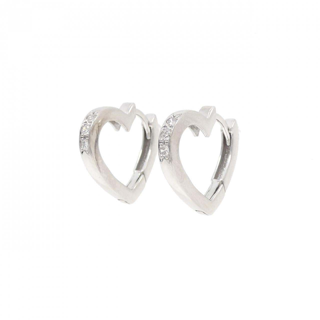 新発売 新商品 K14WG ハート ホワイト 0.04CT（K14WG ピアス ダイヤモンド アクセサリー