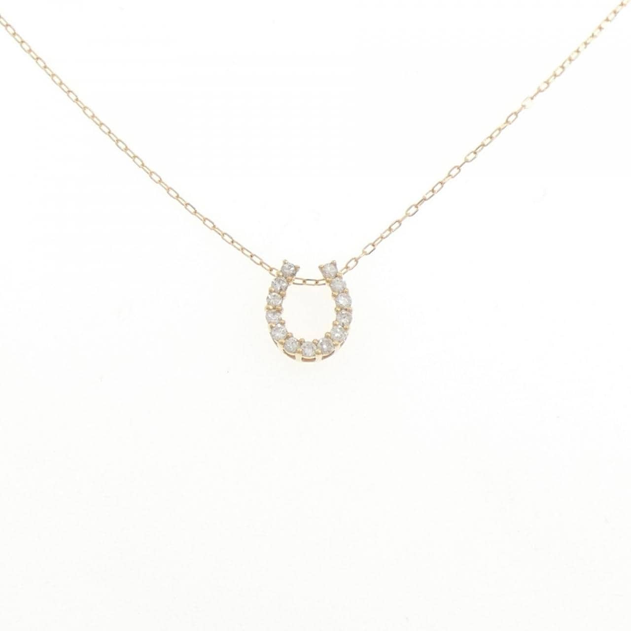 K18YG ホースシュー ダイヤモンド ネックレス 0.15CT