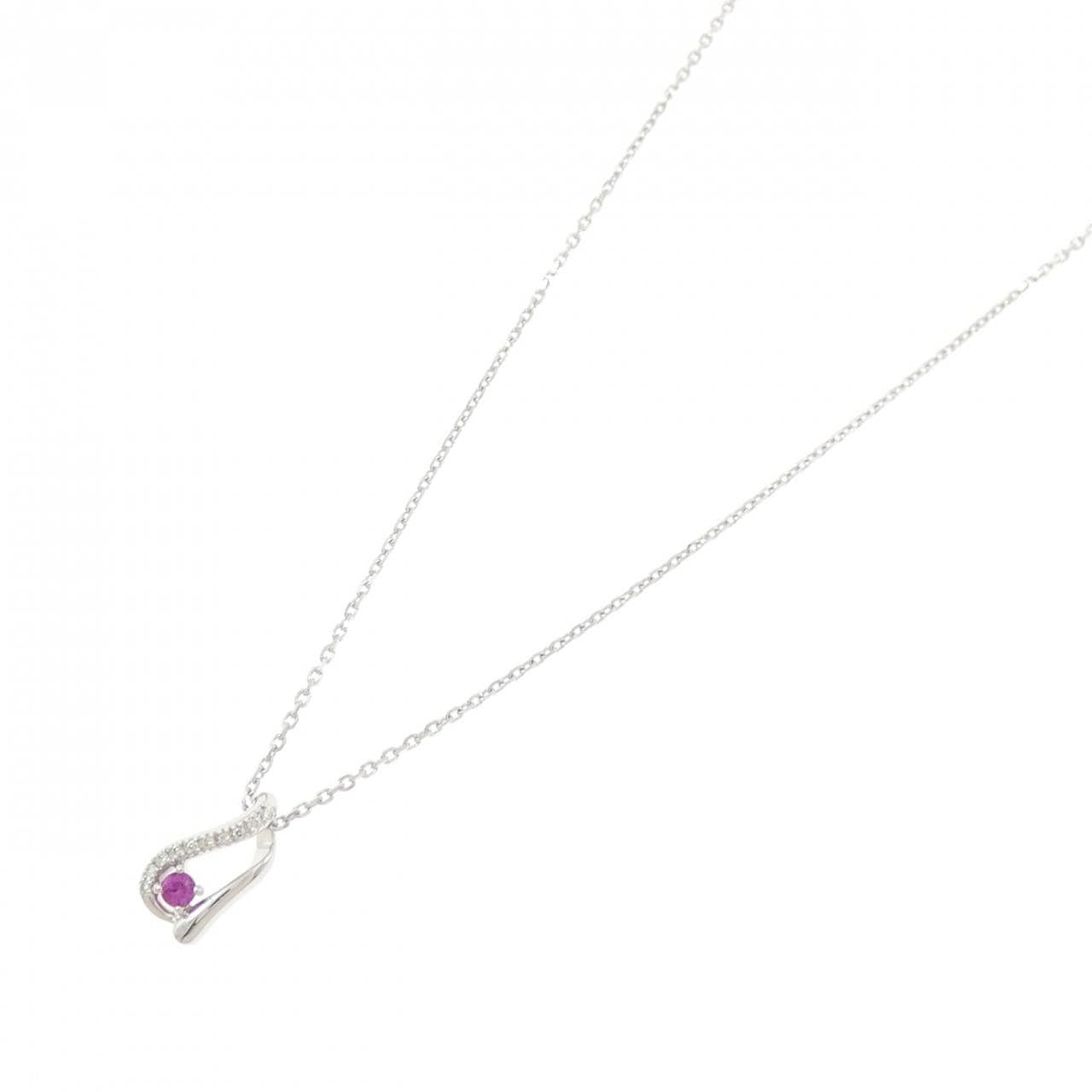 K10WG ルビー ネックレス 0.09CT