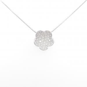K18WG フラワー ダイヤモンド ネックレス 0.96CT