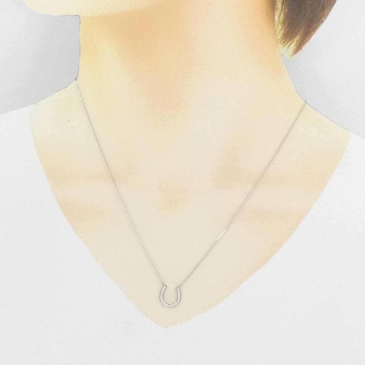 スタージュエリー ホースシュー ダイヤモンド ネックレス 0.09CT