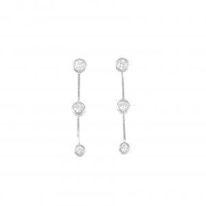 K18WG スリーストーン ダイヤモンド ピアス 0.60CT