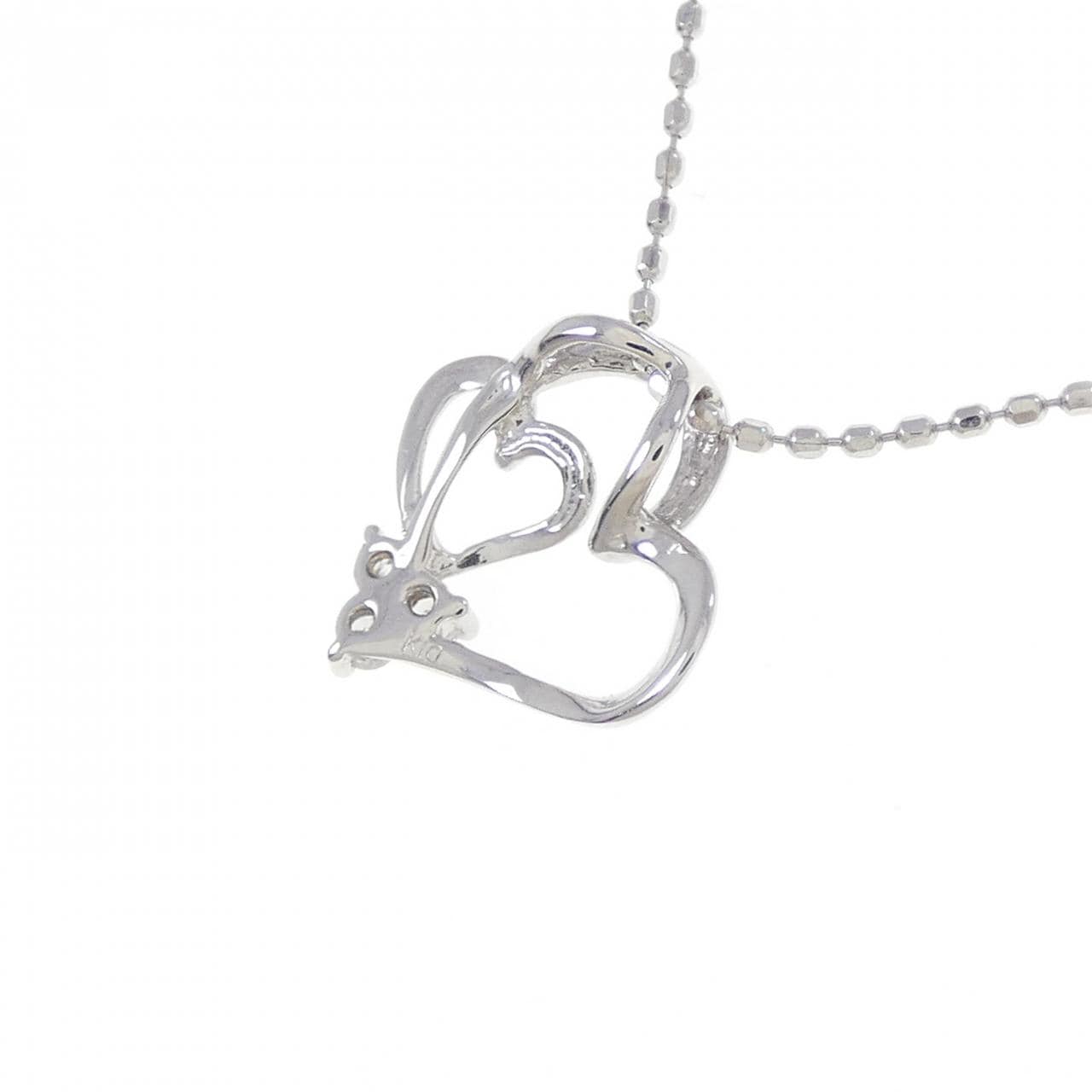 K10WG ハート ダイヤモンド ネックレス