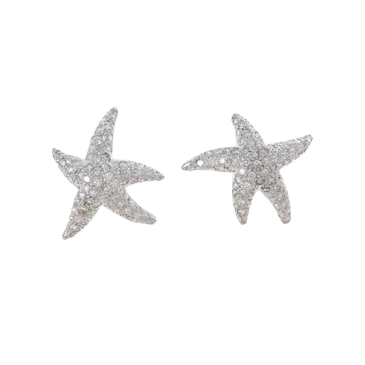K14WG ヒトデ ダイヤモンド ピアス