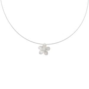 K18WG フラワー ダイヤモンド ネックレス 0.035CT