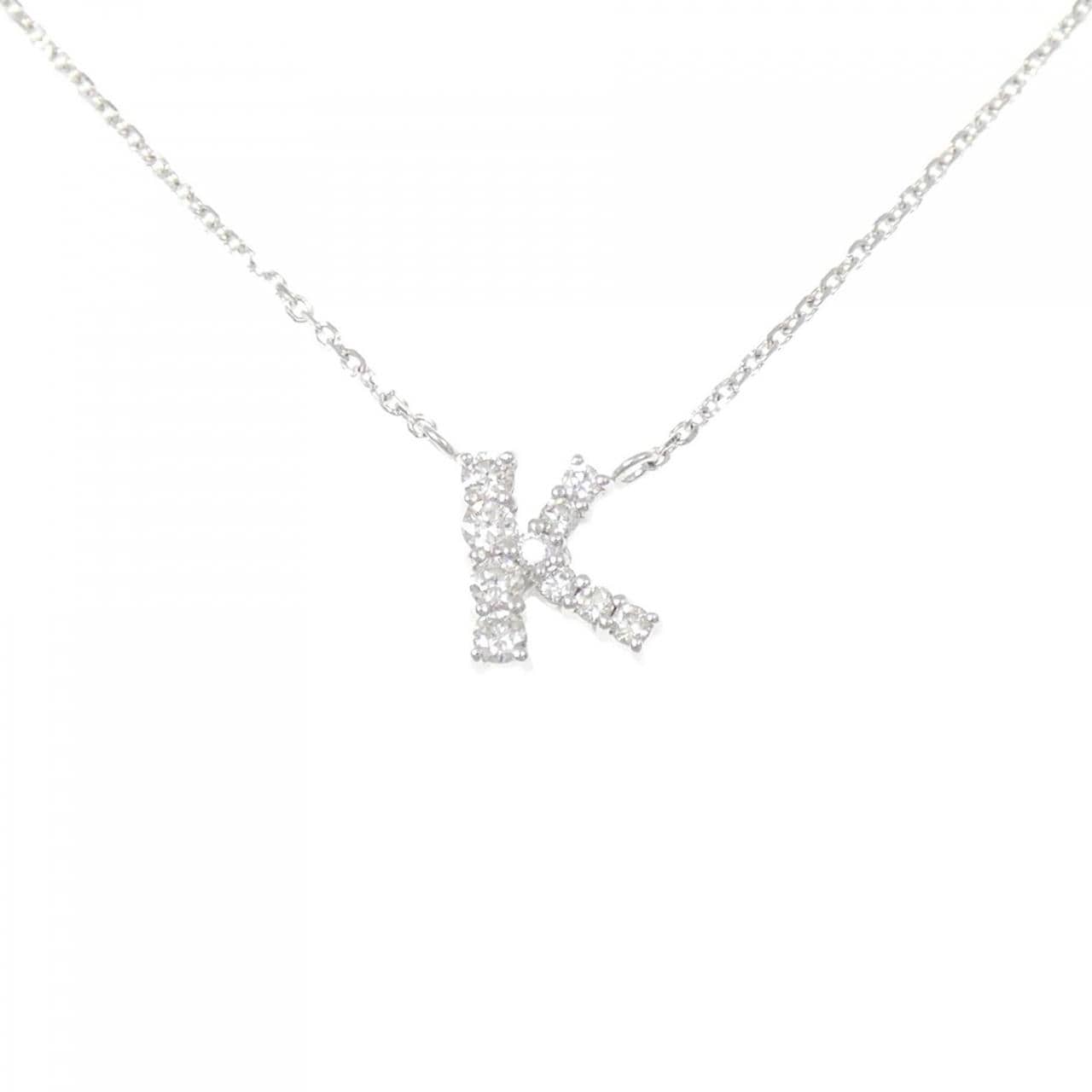 K18WG イニシャルK ダイヤモンド ネックレス 0.15CT