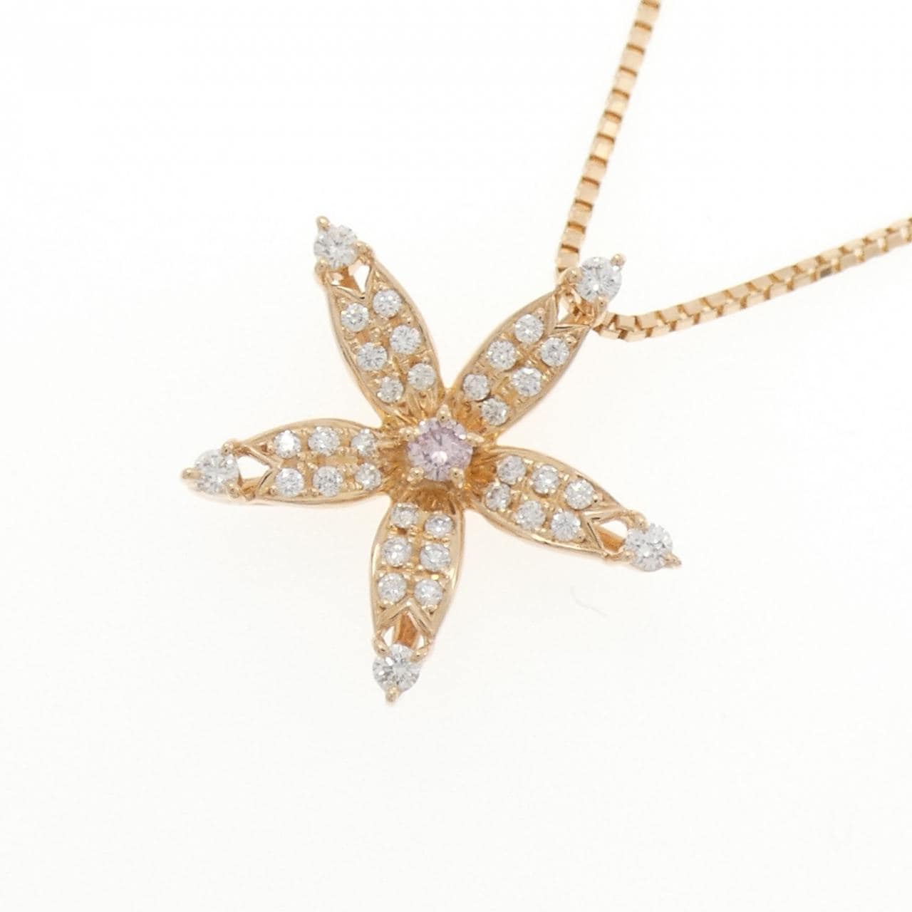 モニッケンダム フラワー ピンクダイヤモンド ネックレス 0.06CT