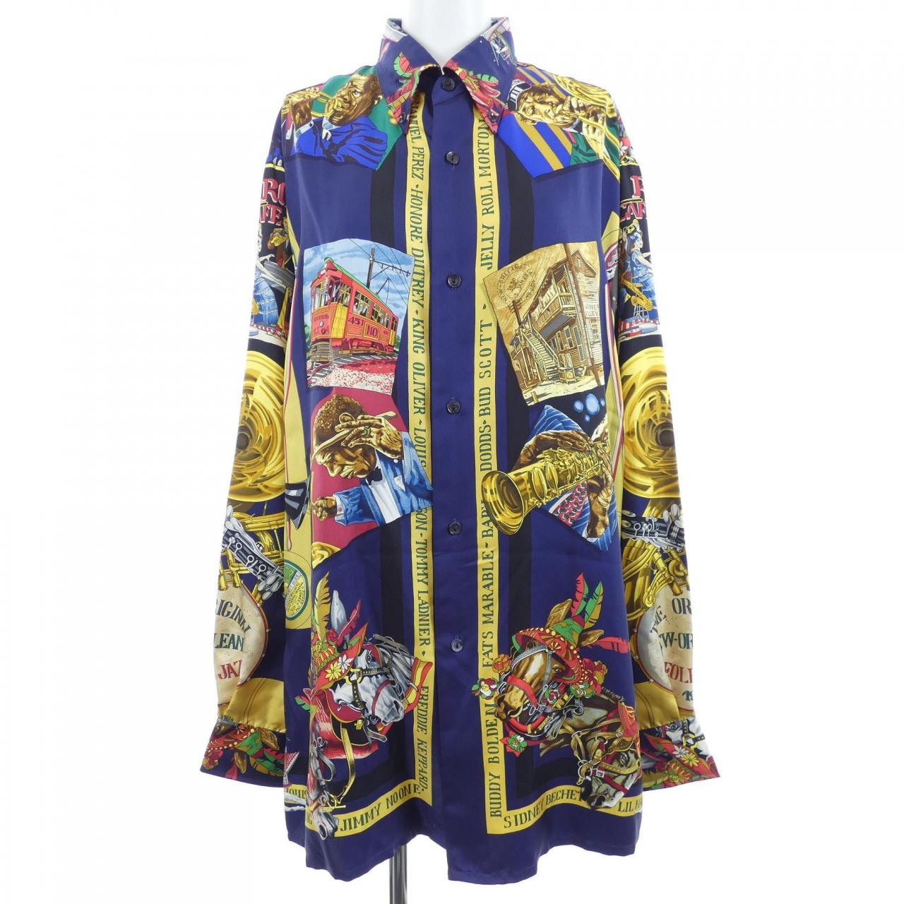 【ヴィンテージ】エルメス HERMES THE ORIGINAL NEW ORALEANS CREOLE JAZZ ツイルレーヌ. シャツ