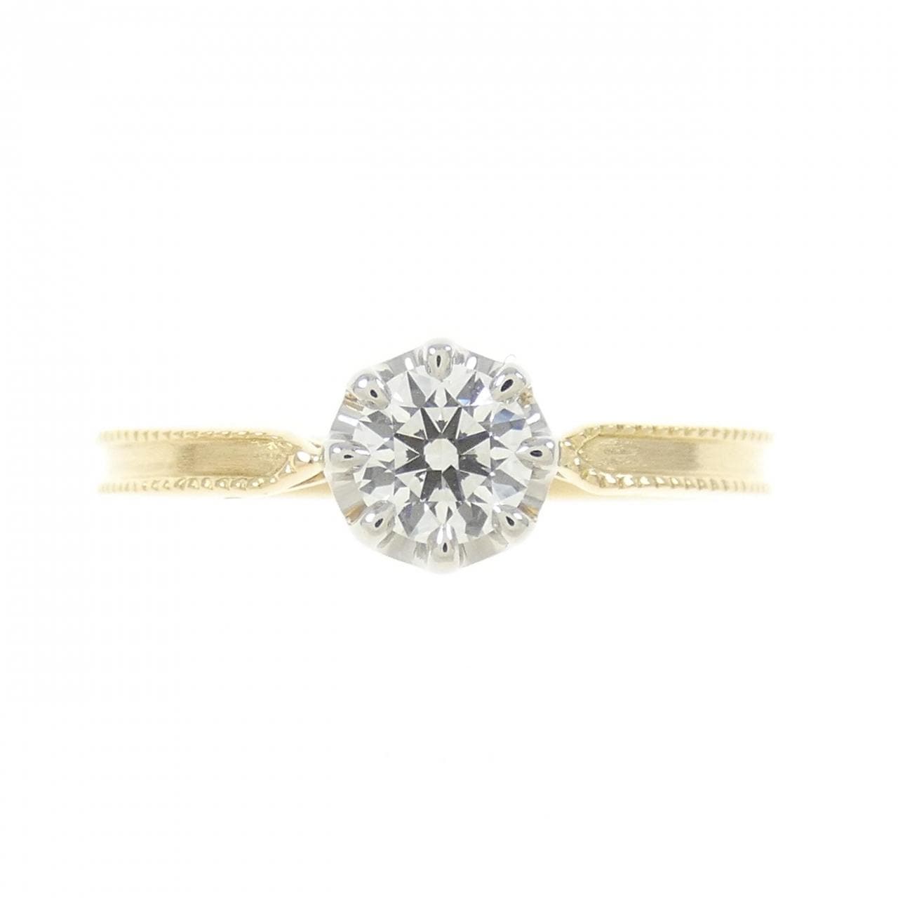 750YG/PT ソリティア ダイヤモンド リング 0.250CT