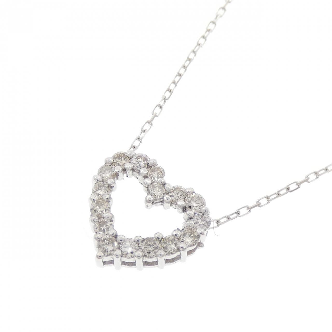 K10WG ハート ダイヤモンド ネックレス 0.30CT