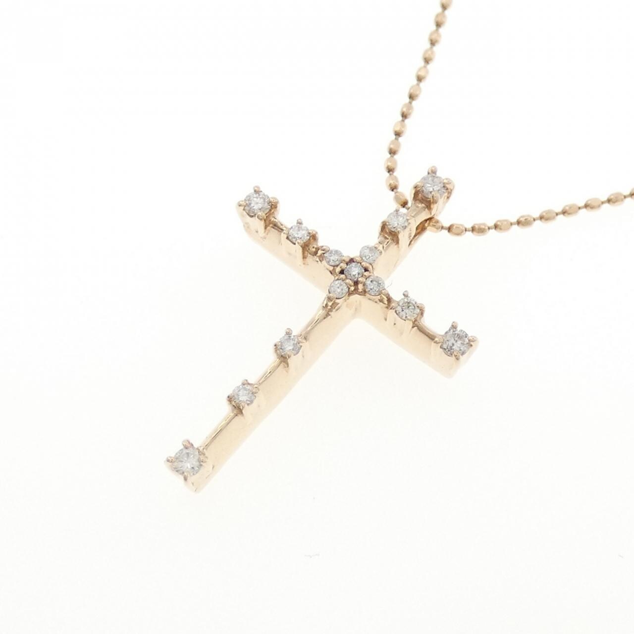 K10PG Cross Diamond Necklace 0.11CT