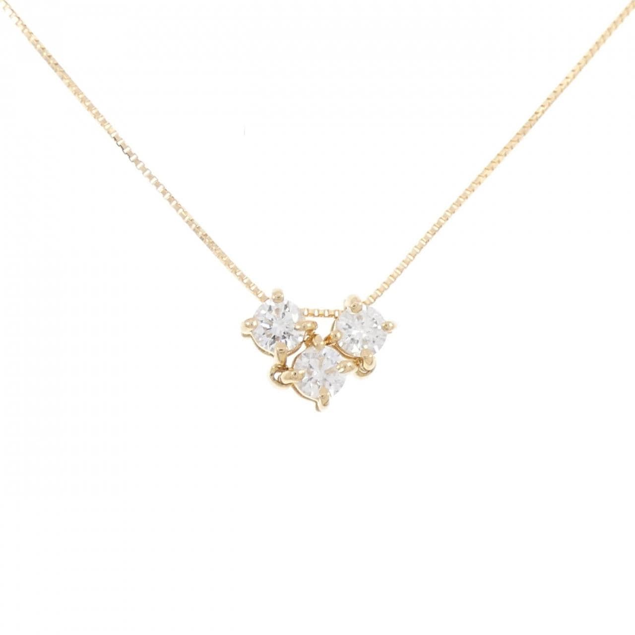 K18YG 2WAY スリーストーン ダイヤモンド ネックレス 0.43CT