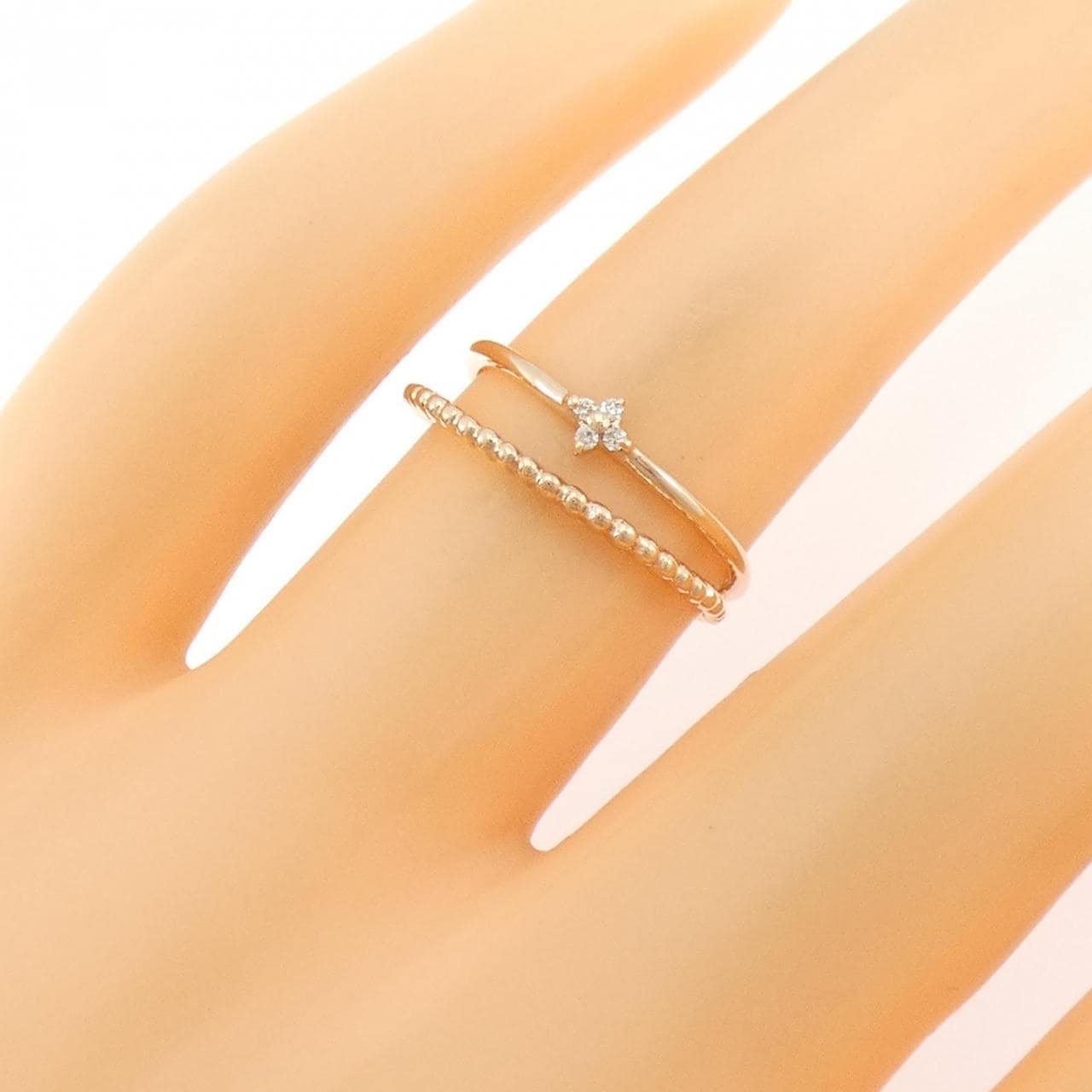 K10PG フラワー ダイヤモンド リング 0.02CT