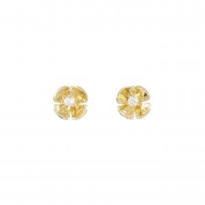 K18YG フラワー ダイヤモンド ピアス 0.12CT