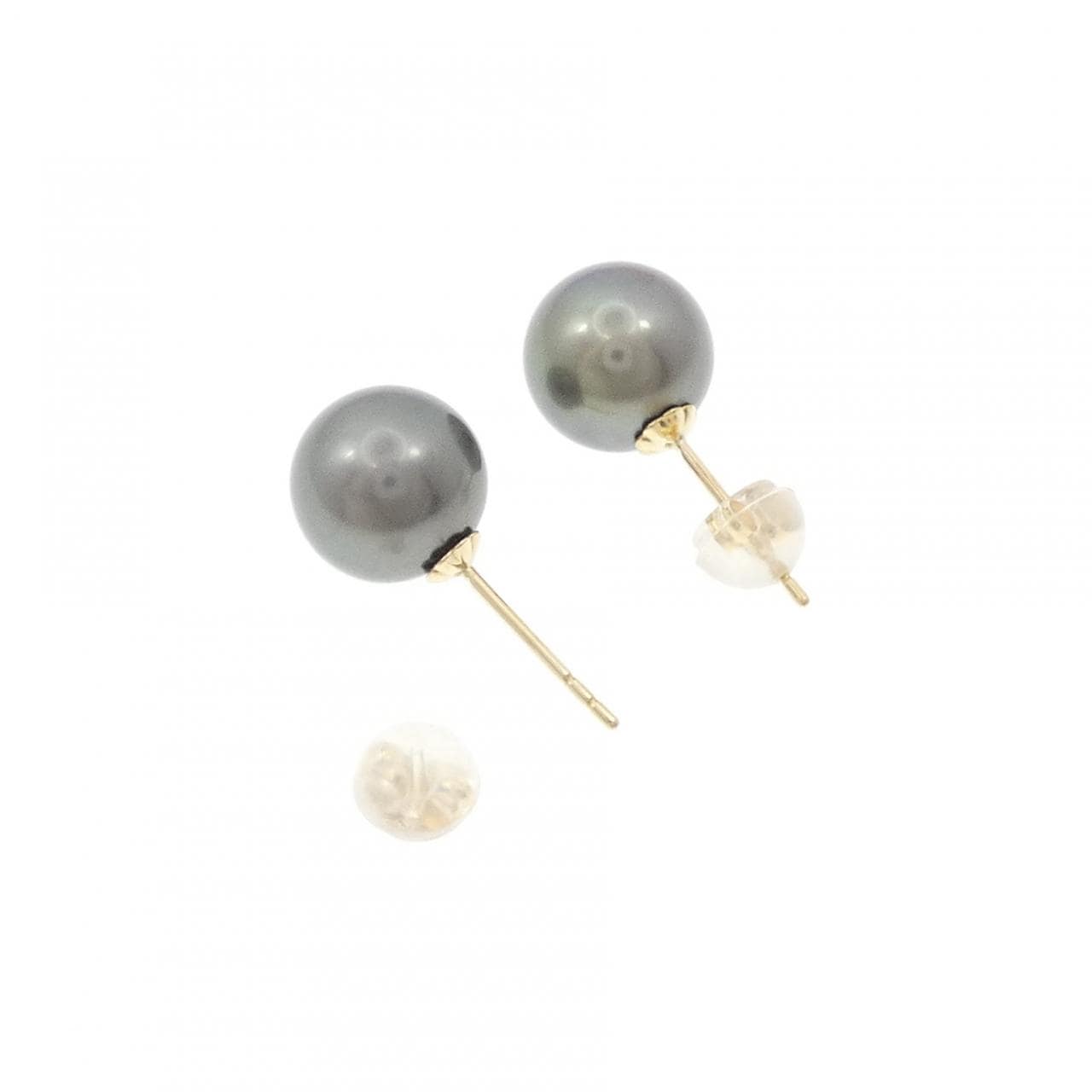 18KYG/K18YG 黒蝶パール ピアス 8.7mm