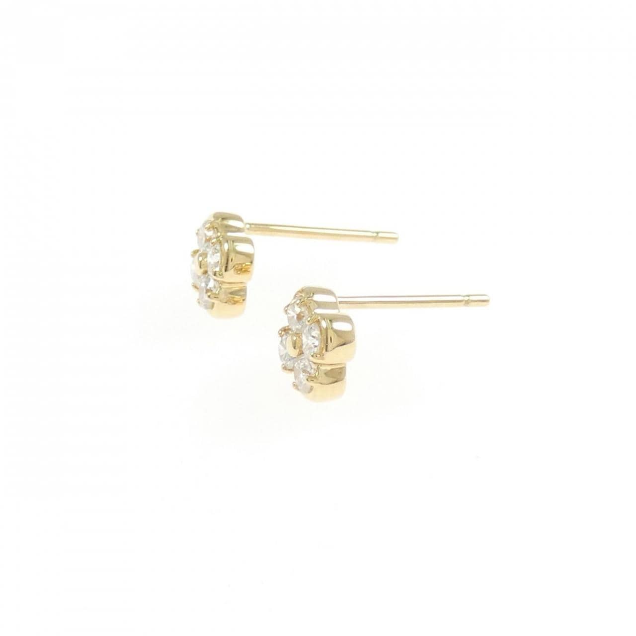 K18YG フラワー ダイヤモンド ピアス 0.20CT