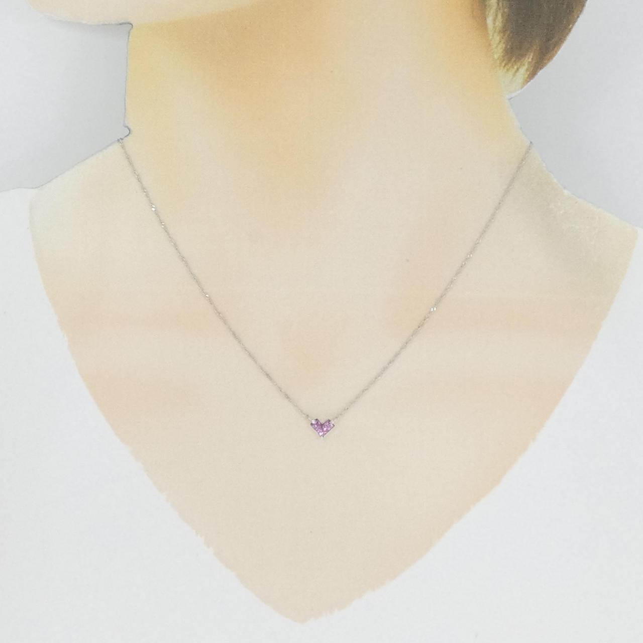 K18WG ハート サファイヤ ネックレス 0.30CT