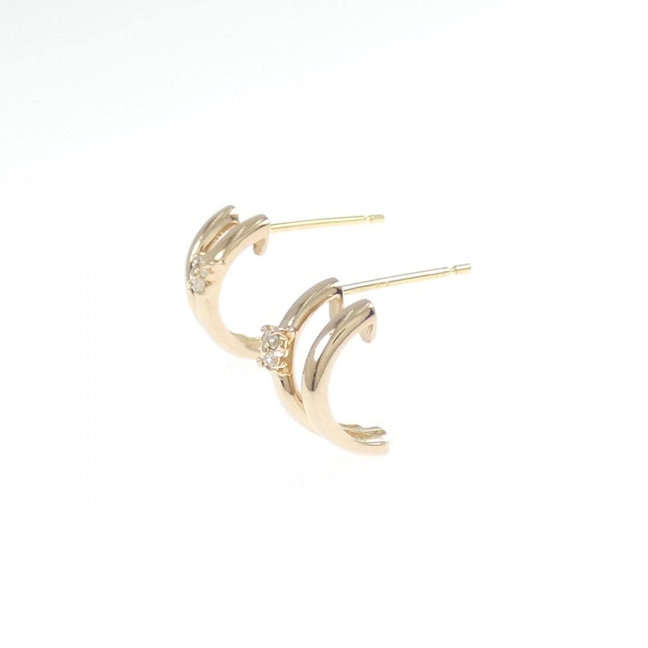 K18PG/K18YG フラワー ダイヤモンド ピアス 0.04CT