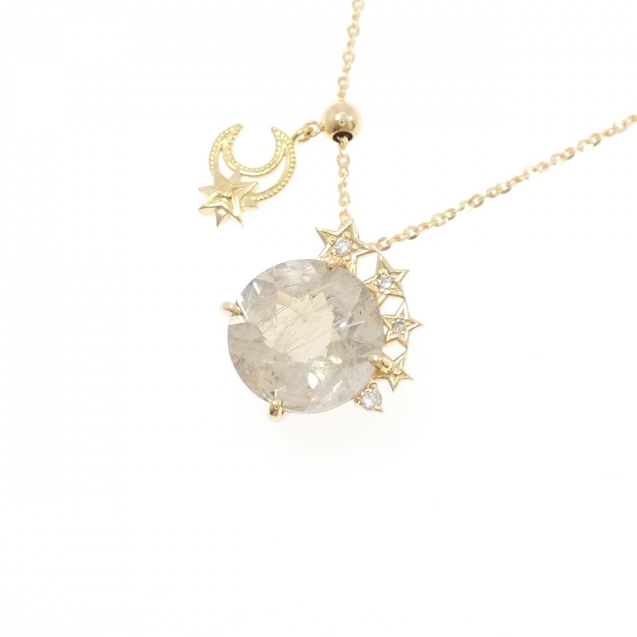 K18YG スター×ムーン ルチルクオーツ ネックレス