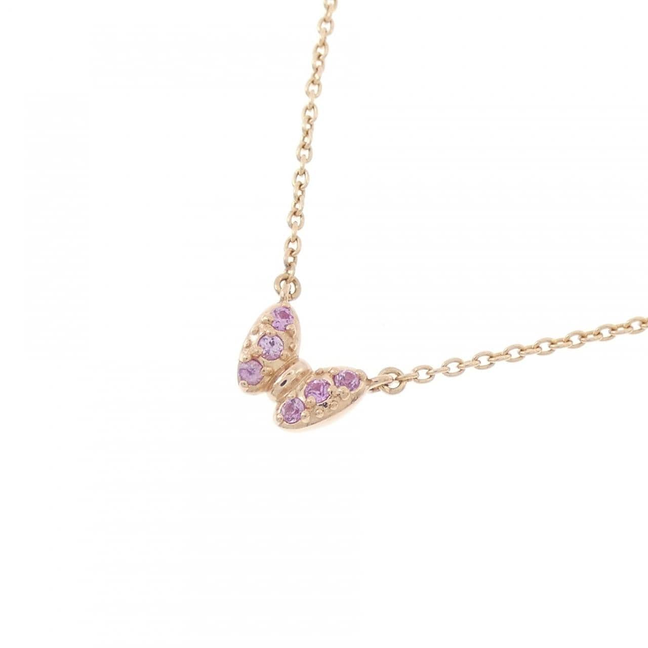 K10PG バタフライ サファイヤ ネックレス 0.03CT