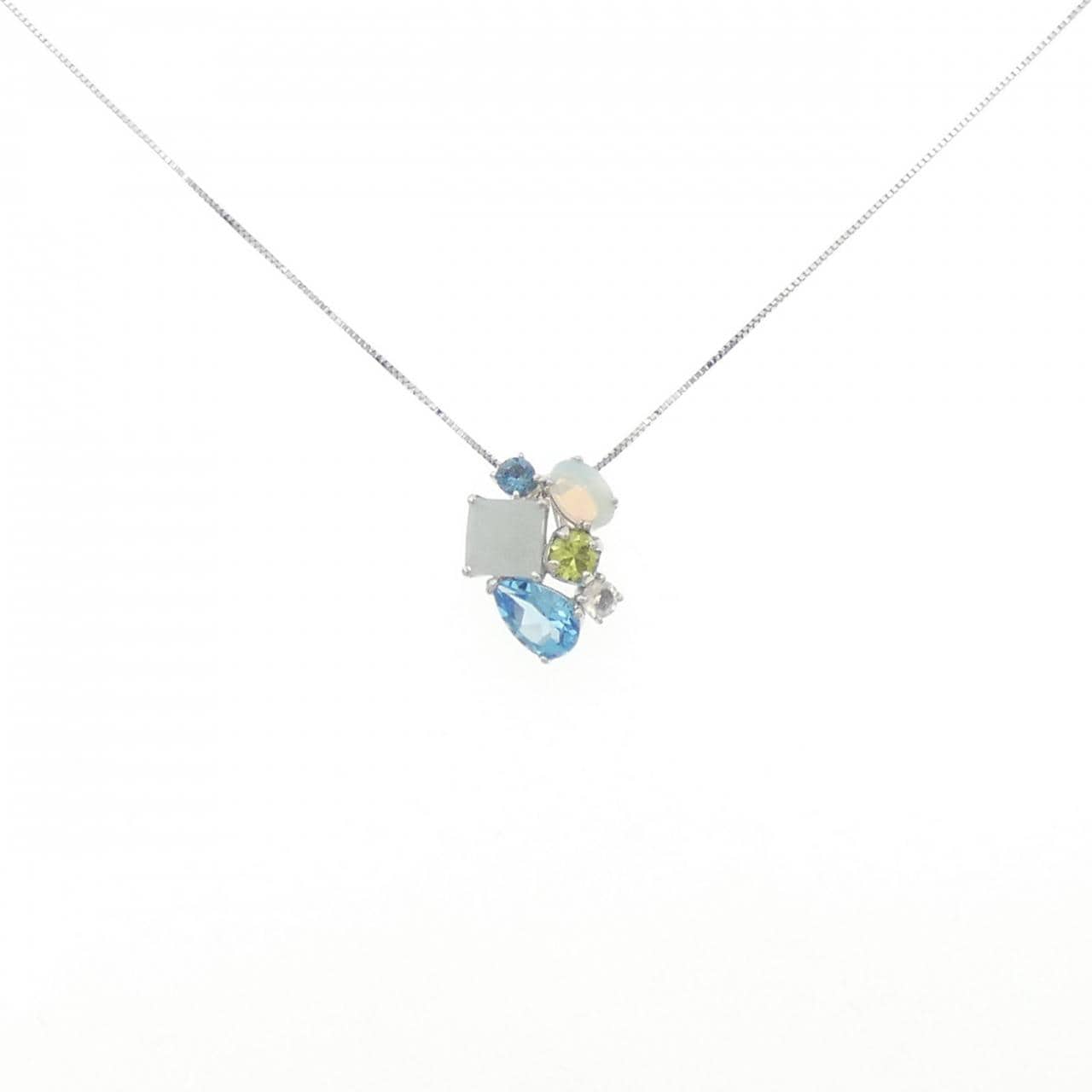 K18WG カラーストーン ネックレス