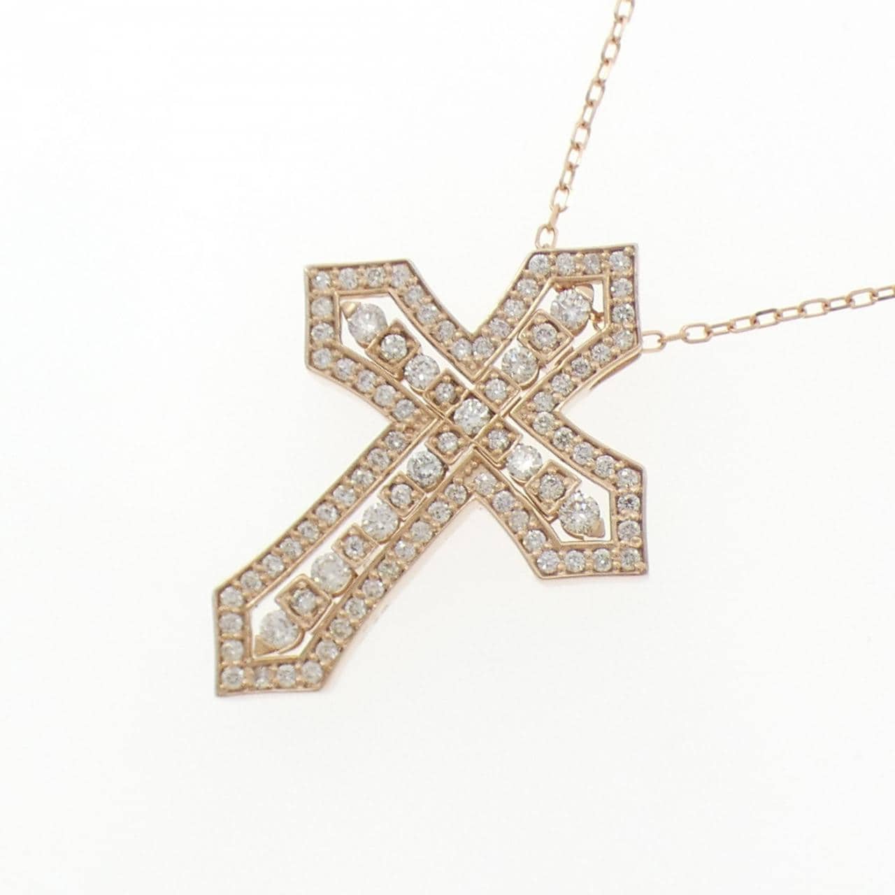K18PG 2WAY クロス ダイヤモンド ネックレス 0.28CT