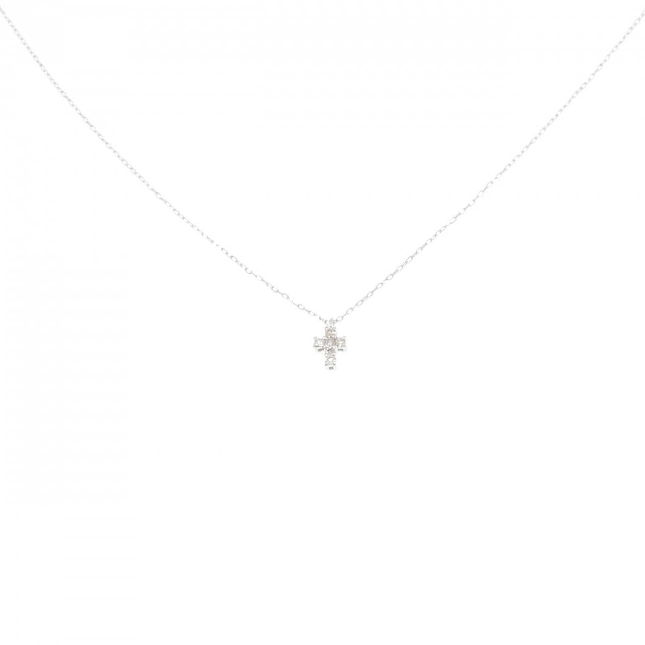 K10WG クロス ダイヤモンド ネックレス 0.03CT