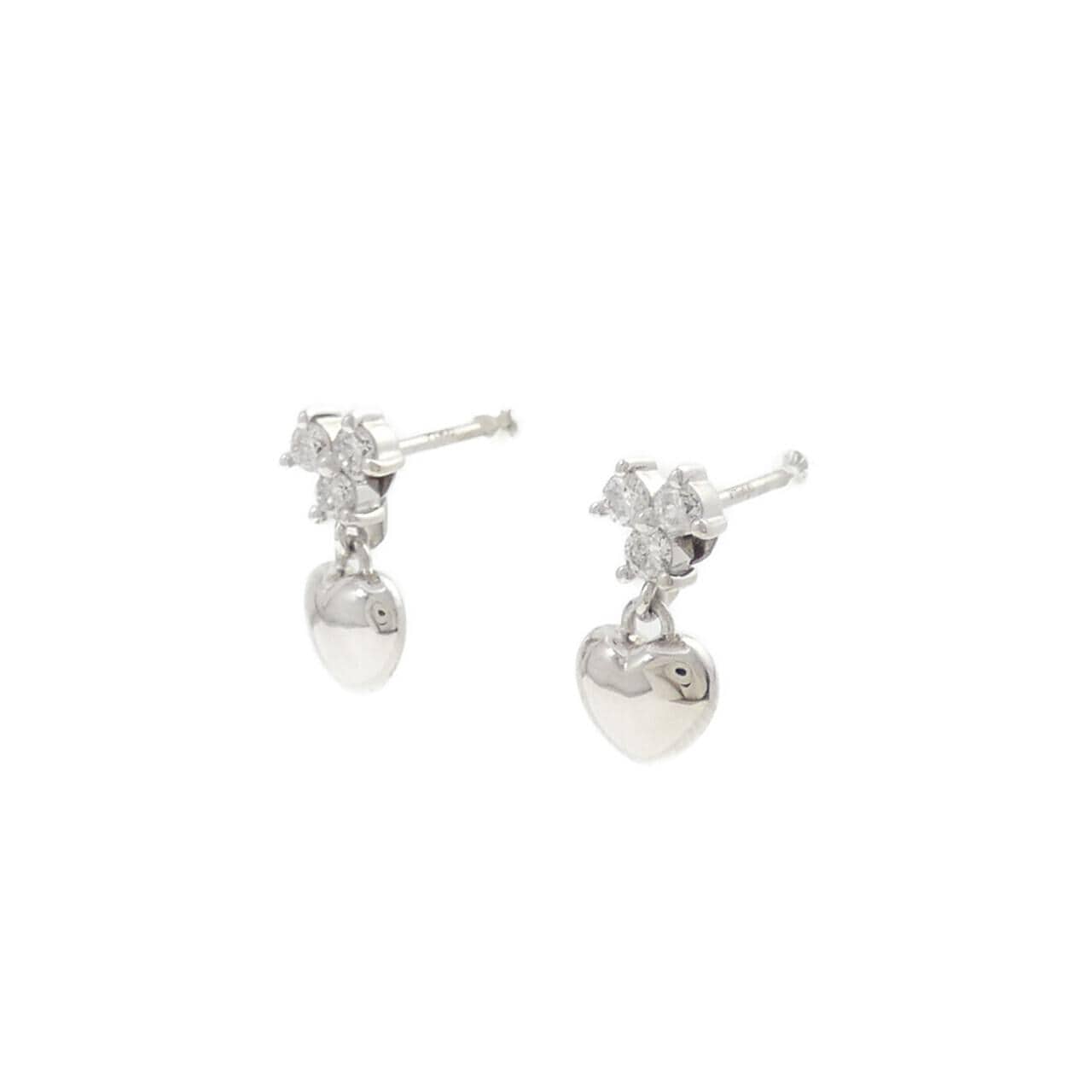 PT900 ハート ダイヤモンド ピアス 0.20CT
