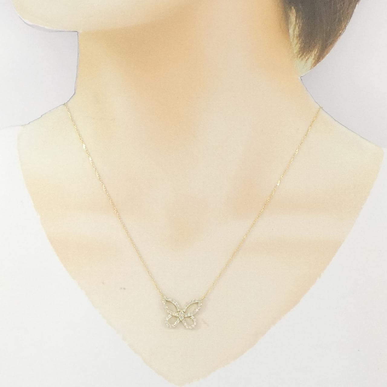 K18YG バタフライ ダイヤモンド ネックレス 0.50CT