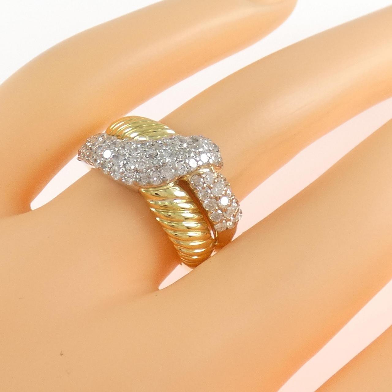 K18YG/PT900/K18PG ダイヤモンド リング 1.06CT