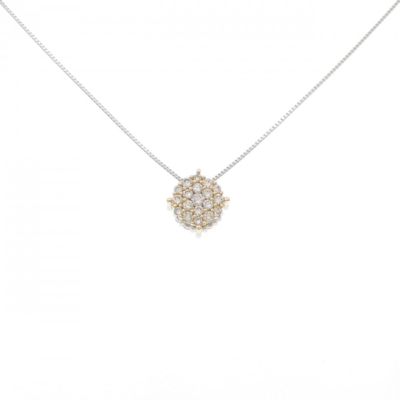 K18/PT950/PT850 Diamond Necklace 0.88CT