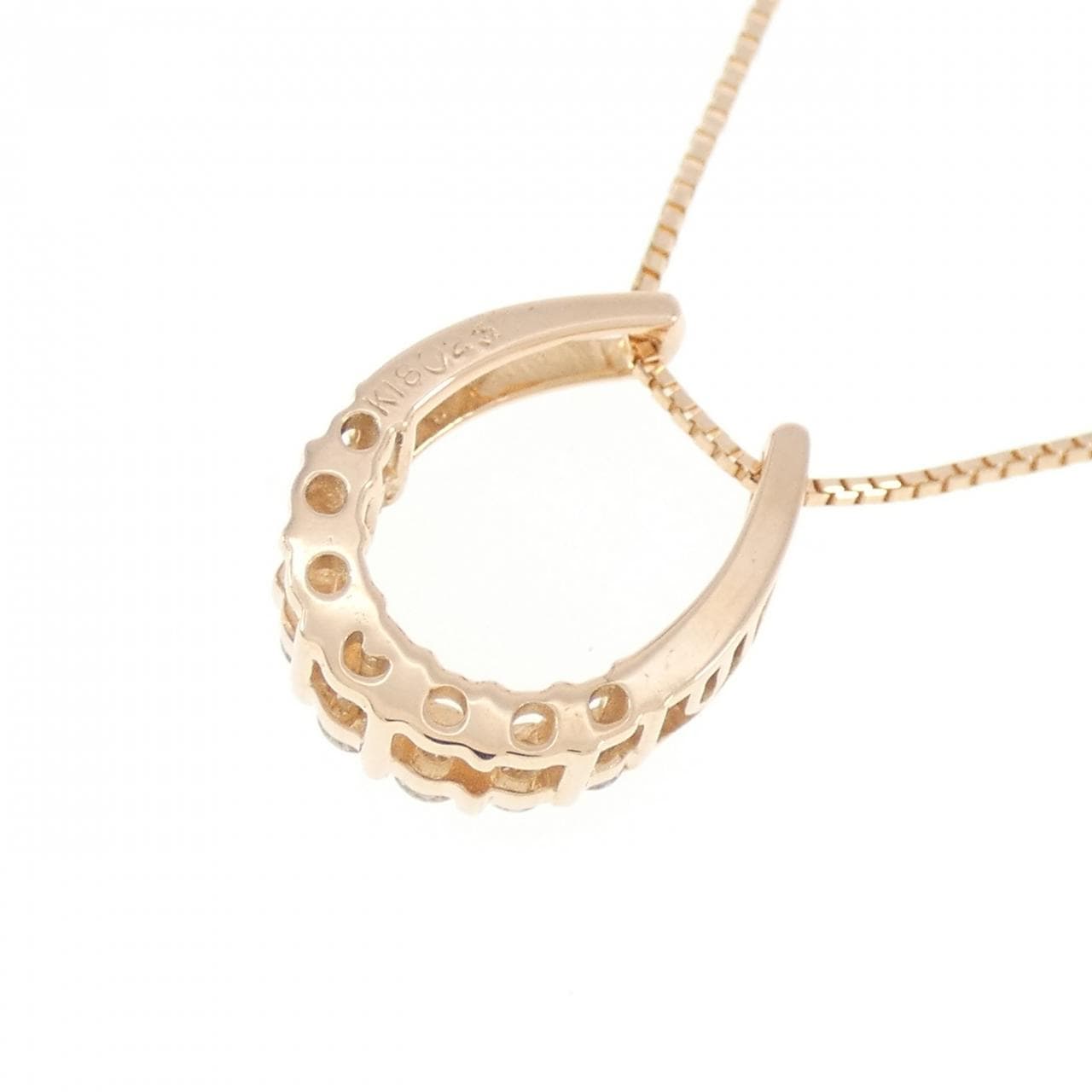 K18PG ホースシュー ダイヤモンド ネックレス 0.25CT